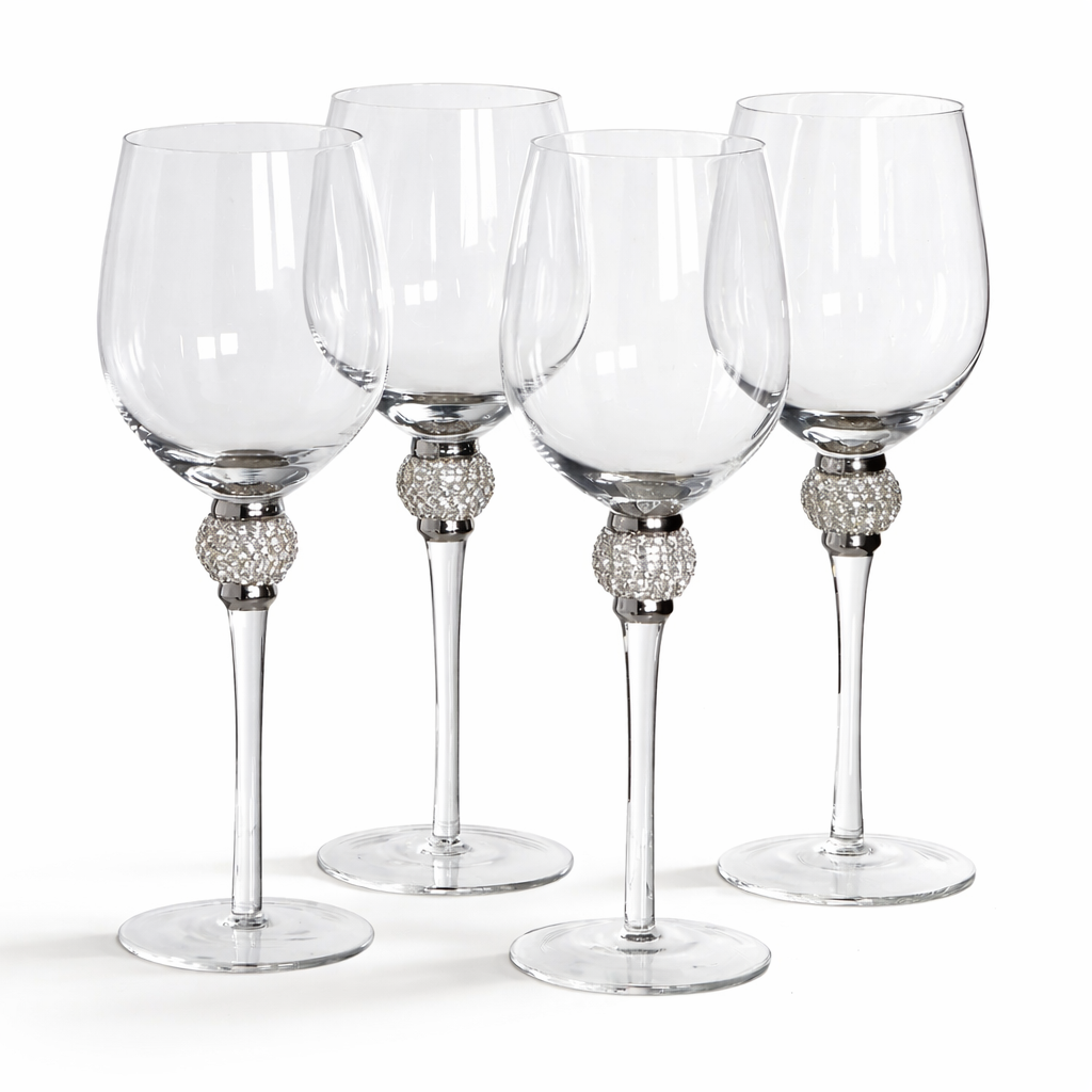 4x Silver Crystal White Wine Glass (price per glass)
