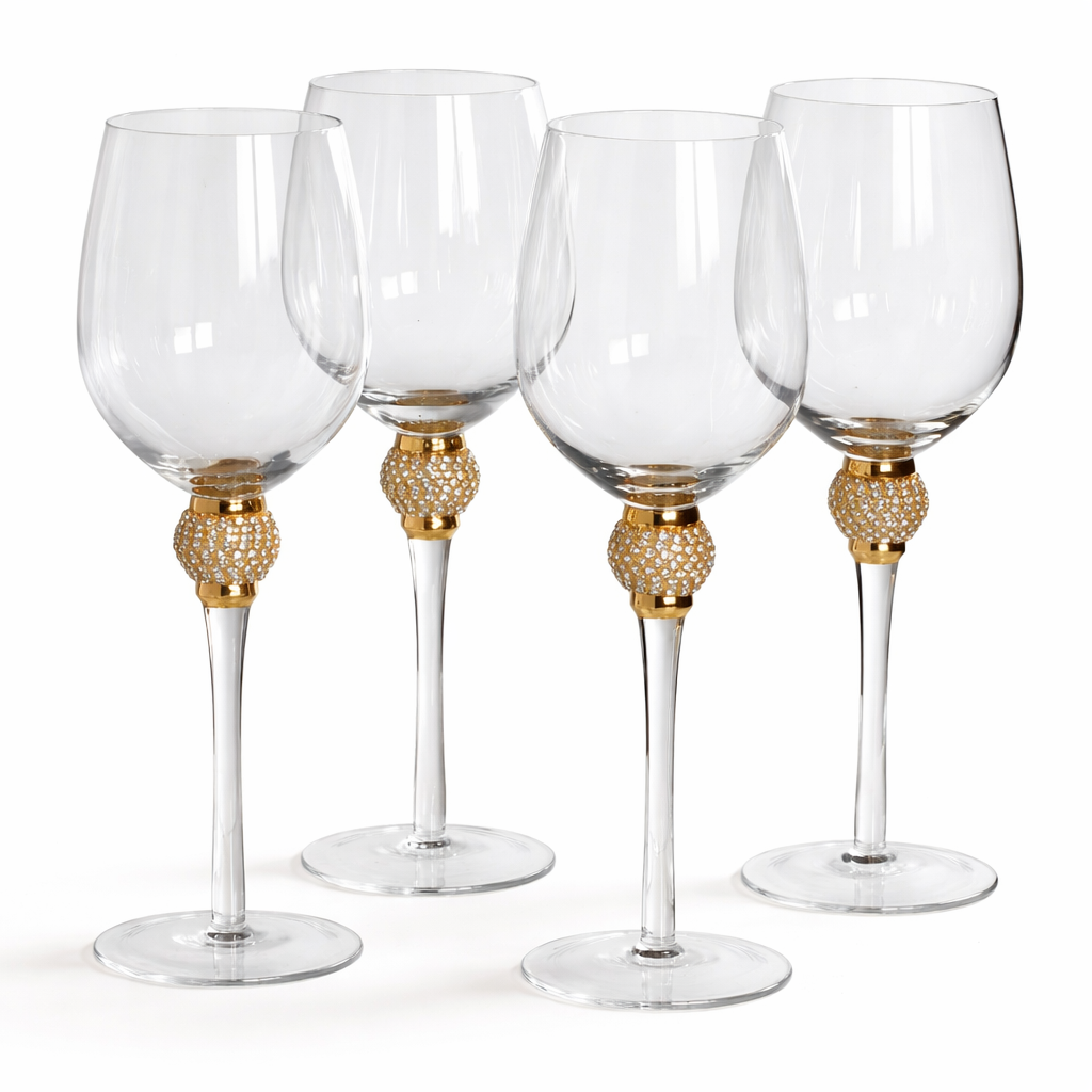 4x Gold Crystal White Wine Glass (price per glass)