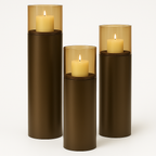 Set of Wind Light Columns Brown Topaz Glass