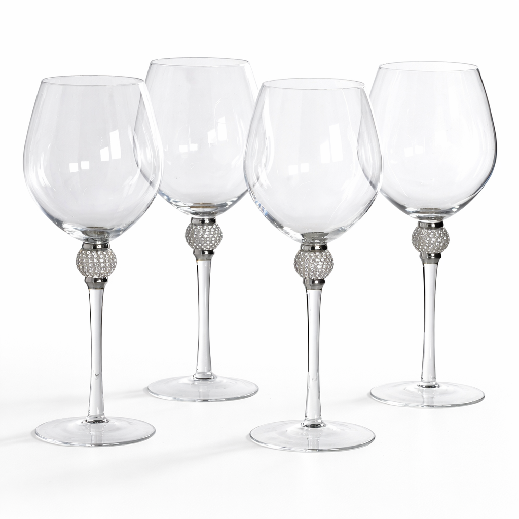 4x Silver Crystal Red Wine Glass (price per glass)