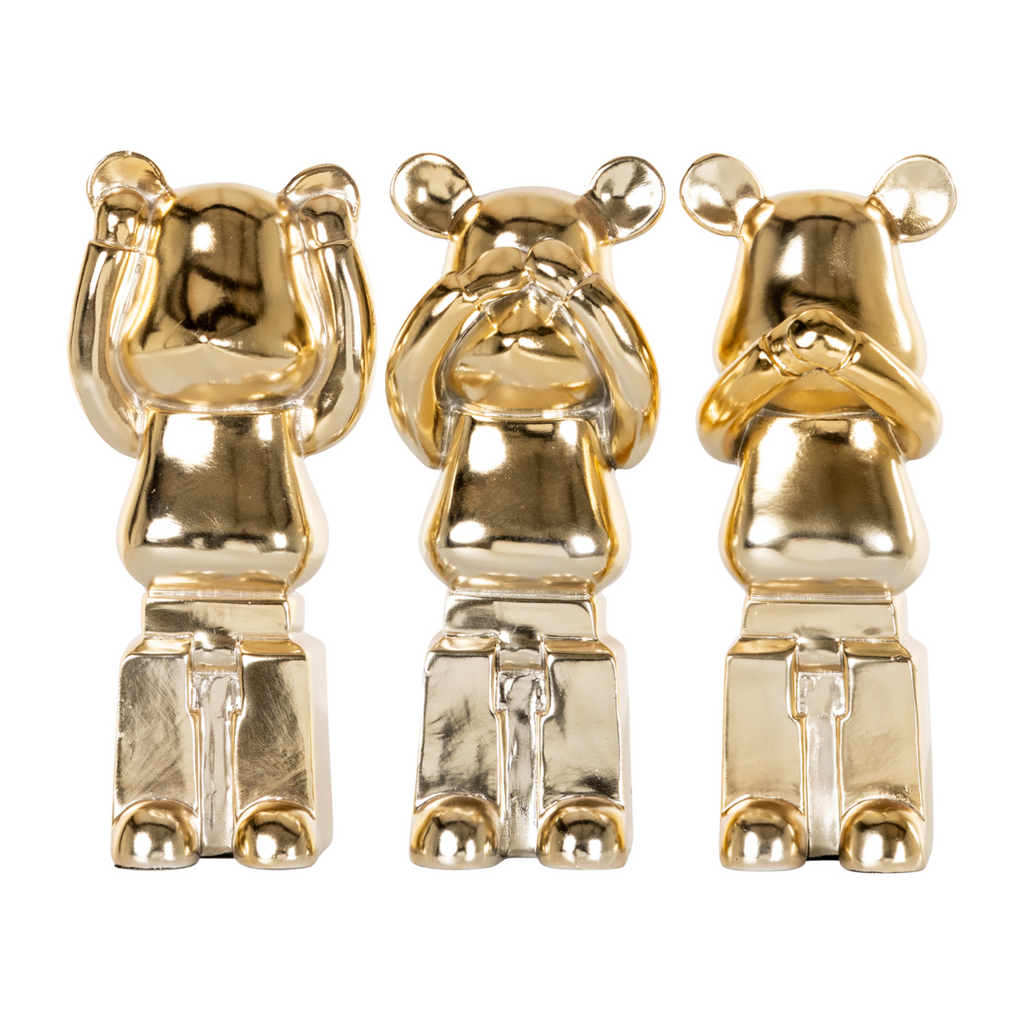 Horen Zien Zwijgen Beren Goud (Set Van 3)