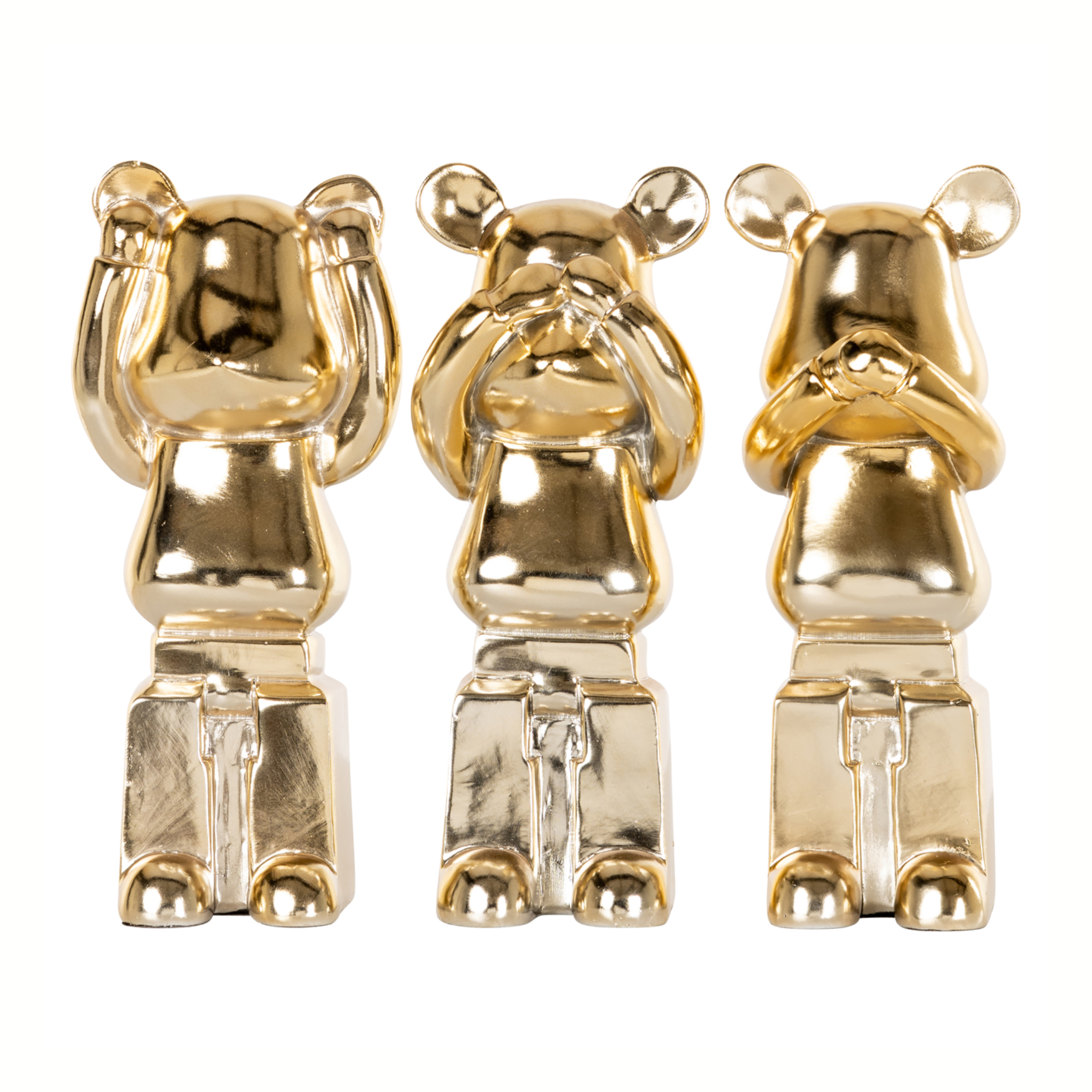 Horen Zien Zwijgen Beren Goud (Set Van 3)