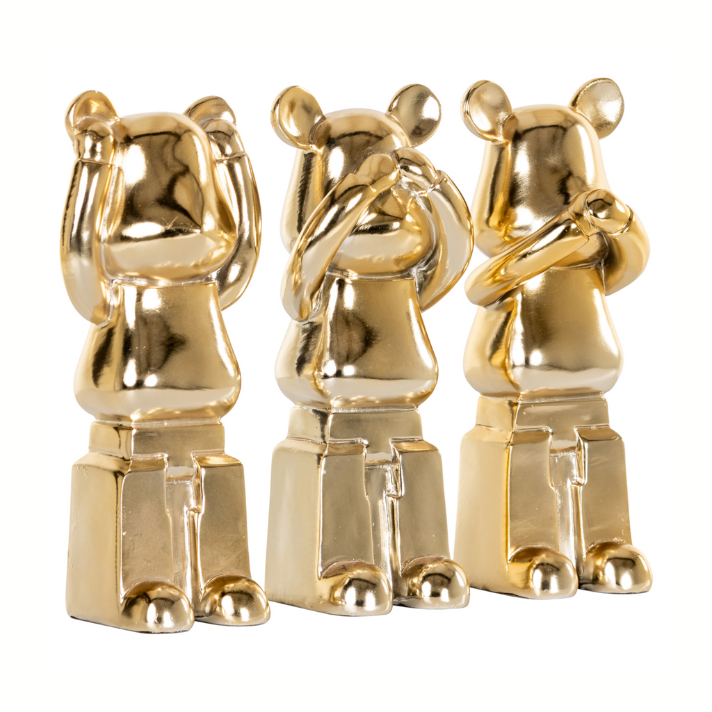 Horen Zien Zwijgen Beren Goud (Set Van 3)