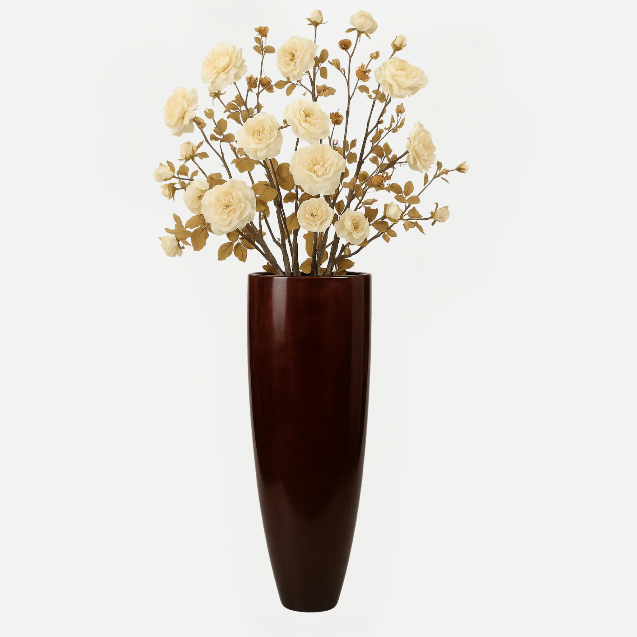 Kunstbloemstuk met Crèmekleurige Rozen in Vaas