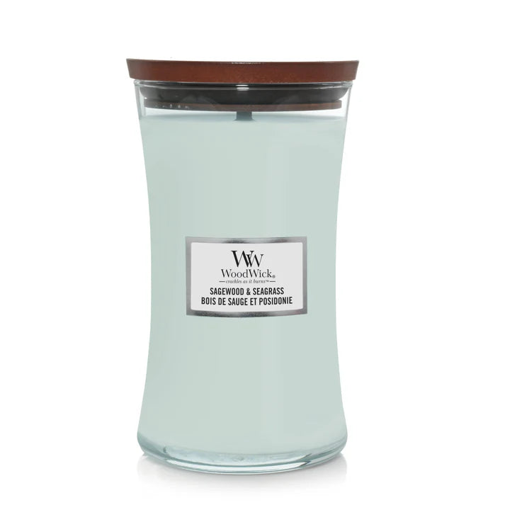 WoodWick Sagewood & Seagrass Geurkaars