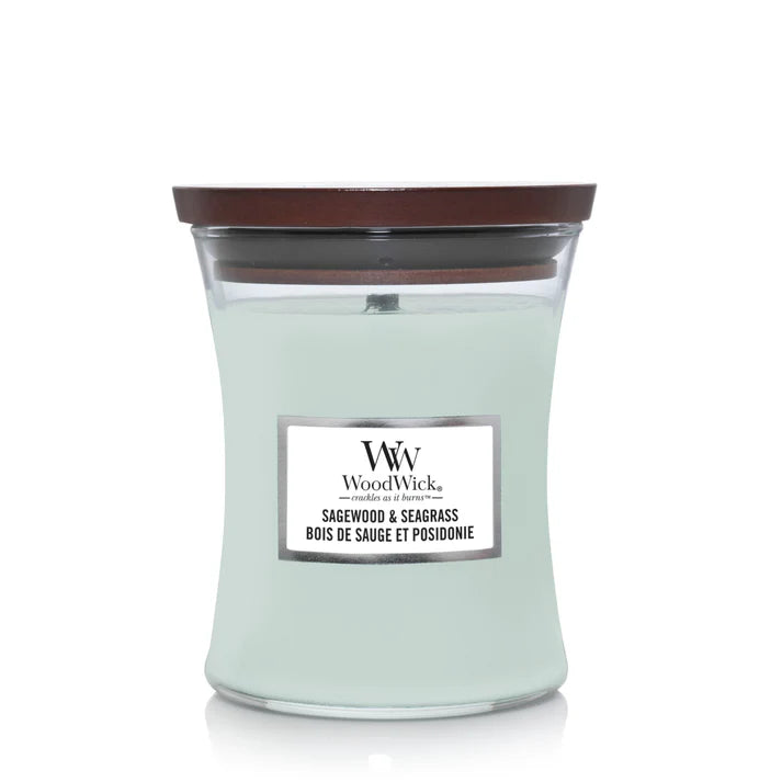 WoodWick Sagewood & Seagrass Geurkaars