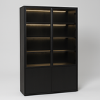 Zwarte Vitrinekast met LED Verlichting