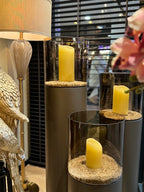 Set of Wind Light Columns Brown Topaz Glass